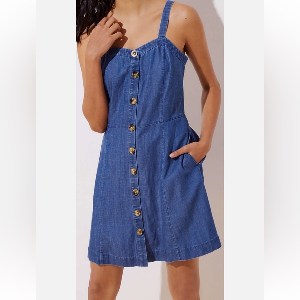 LOFT Chambray Button-Down Dress NWT